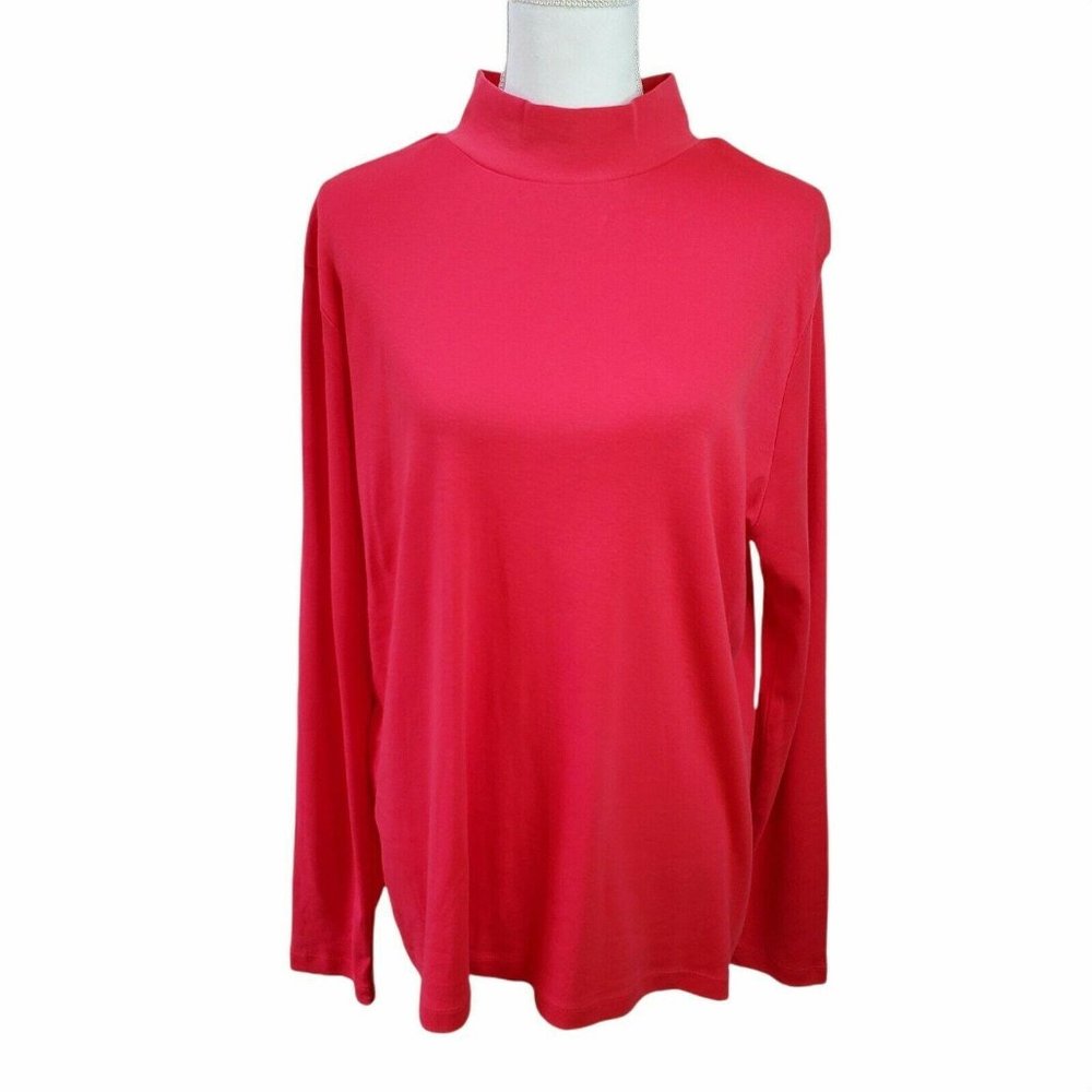 Kim Rogers Womens Top Sz XXL Red Mock Turtleneck